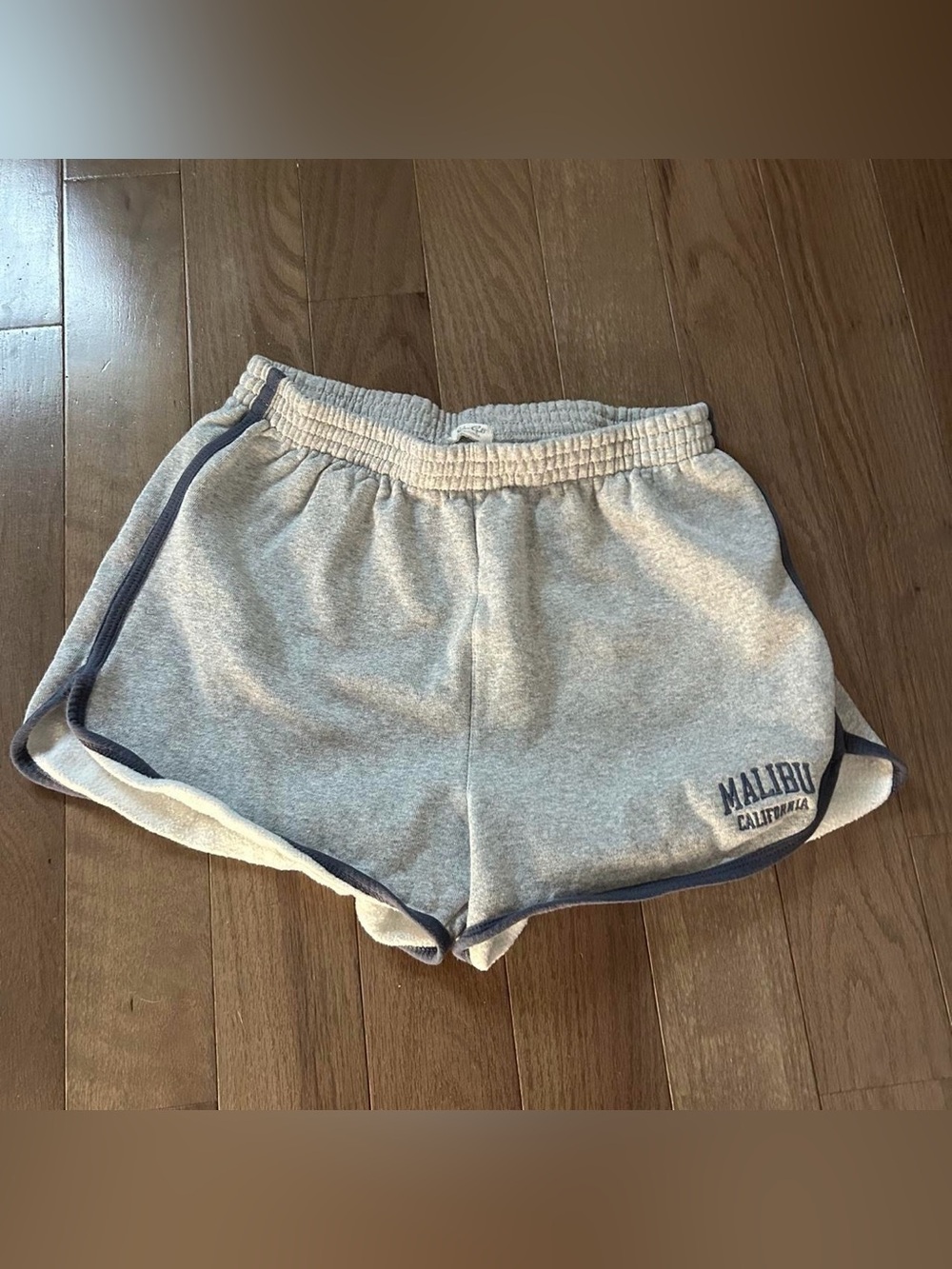 Brandy Melville Grey Heather Athletic Shorts with Navy Trim